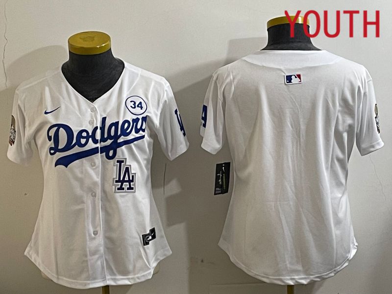Youth Los Angeles Dodgers Blank White Game 2024 Nike MLB Jersey style 11211->youth mlb jersey->Youth Jersey